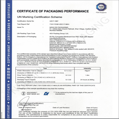 UN X-2511022017 Certificate